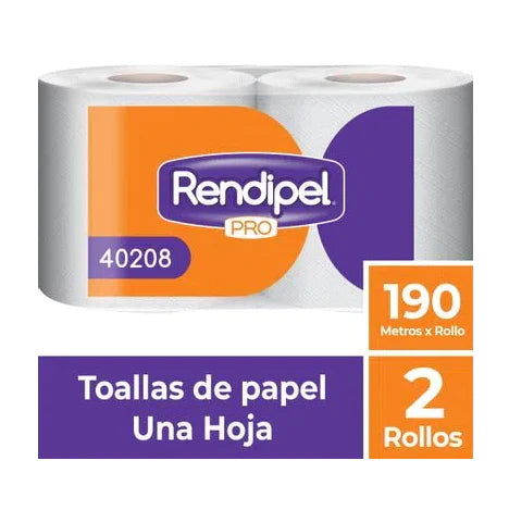 TOALLA DE PAPEL PRO RENDIPEL (190 METROS X 2 ROLLOS)